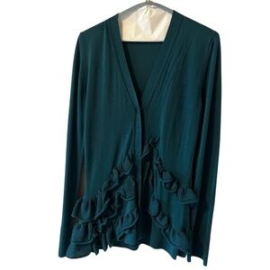 Burberry Vintage wool Ruffle Cardigan Sweater Green